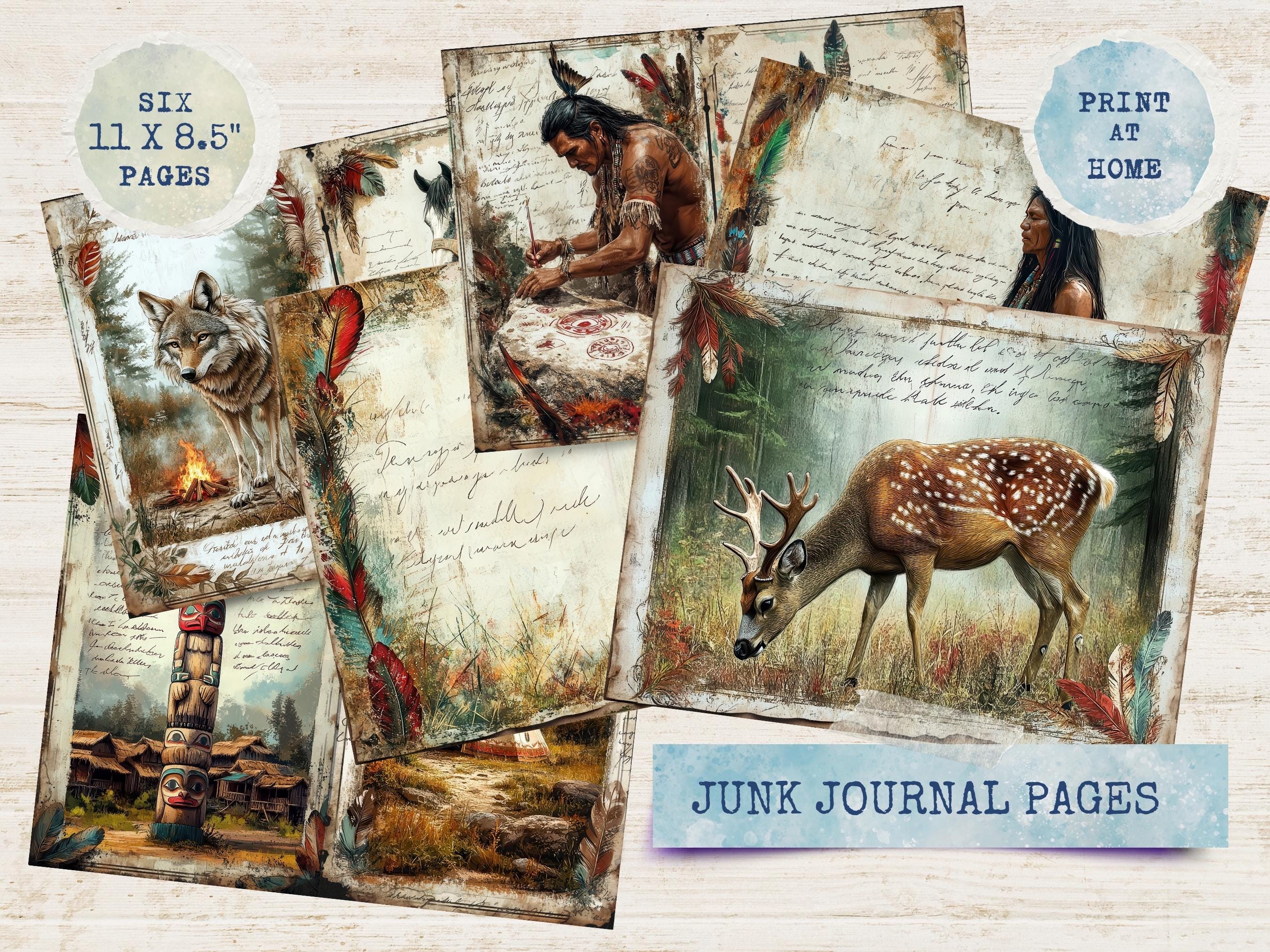 ネイティブアメリカンのジャンクジャーナル、ビンテージスクラップ