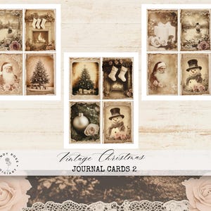 Kit de carnet de notes rétro de Noël, scrapbooking père Noël, créations festives en papercraft, documents imprimables bonhomme de neige, image numérique d'arbre de Noël, cartes journal