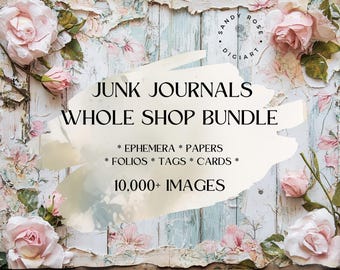 Whole Shop Bundle Junk Journal, Entire Shop Access, Printable Junk Journal Pages, Scrapbook Kits, Digital Ephemera, Folio Kit, Journal Cards