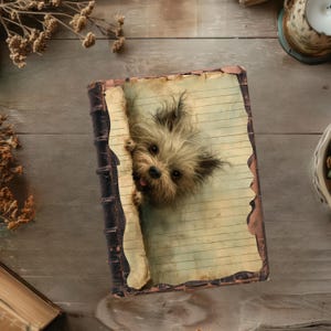 Journal fantaisiste de cochonneries pour chien, pages de scrapbooking vintage, créations en papier imprimable, journal rustique, éphémères originaux pour chiens, feuille de collage chiot rigolo