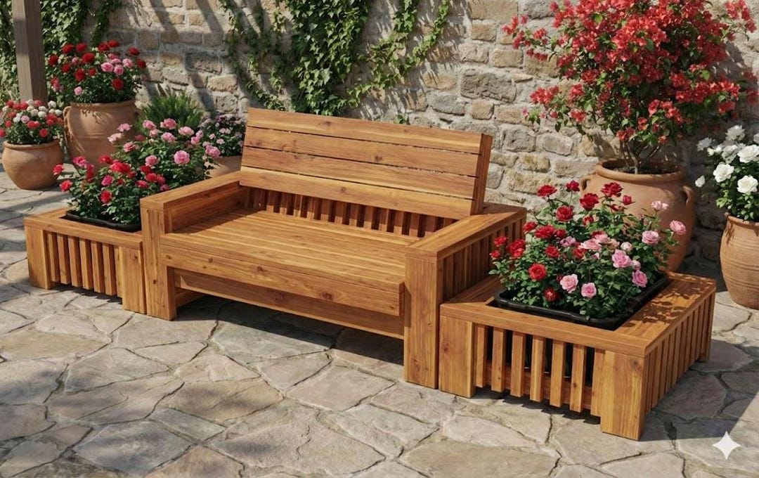 Luxury DIY Outdoor Planter Bench – Woodworking Plans for a Stunning ...
