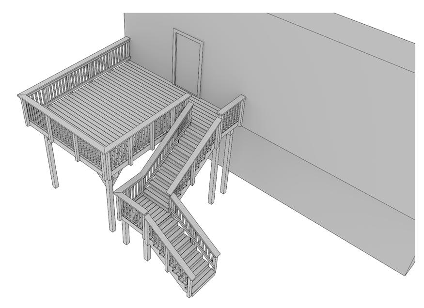 12' X 15' Second-story Deck Plans With Stairs – Permit-ready Drawings ...