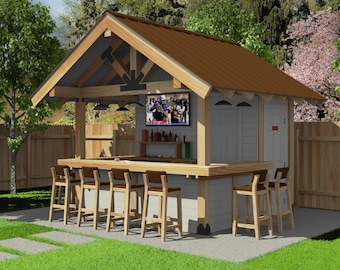 Backyard Bar with Dual-Access Keg Storage | DIY Outdoor Bar Plans | Draft Beer Tap Station