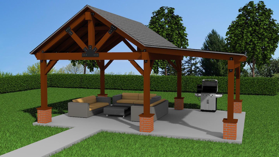 20' X 28' Pavilion Plans | Pole Barn-style Garden Gazebo Blueprints ...