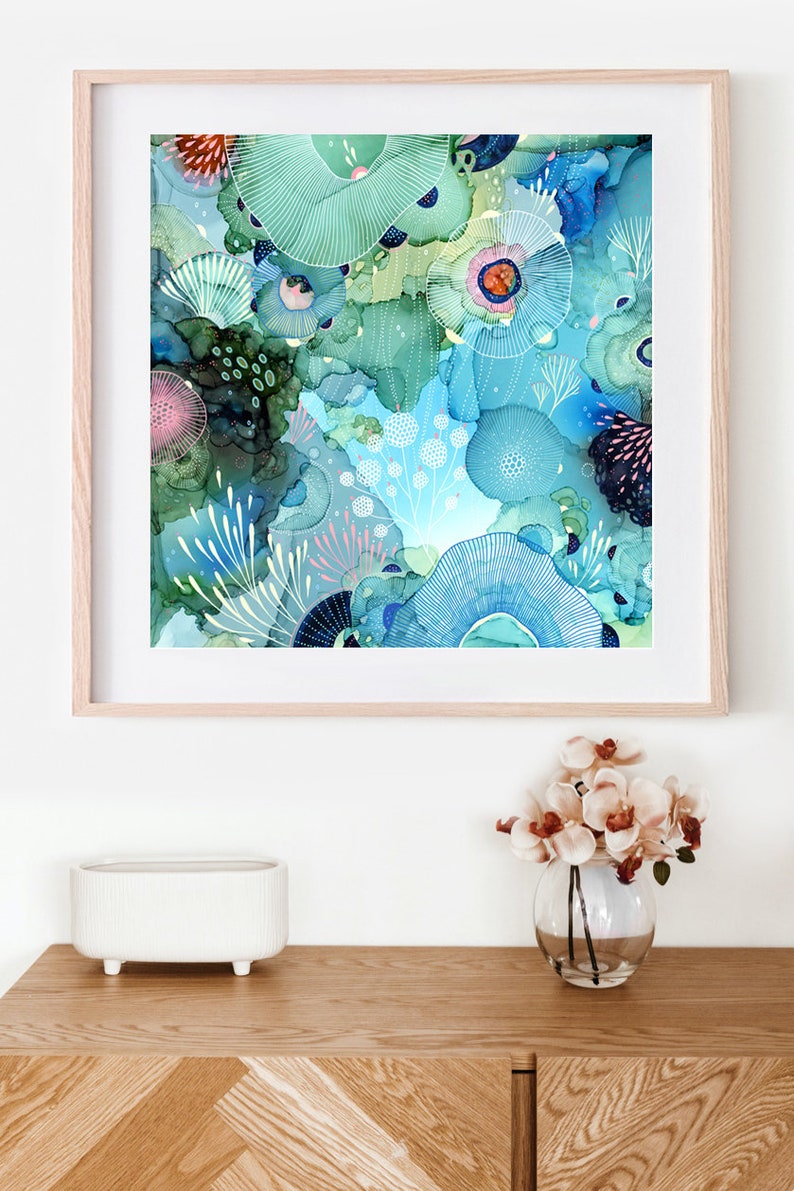 Art Print Vast Giclée Print Archival Art Print of my Original Abstract Painting done with inks and acrylics Wall Decor Blue image 4