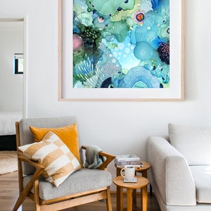 Art Print Vast Giclée Print Archival Art Print of my Original Abstract Painting done with inks and acrylics Wall Decor Blue image 3