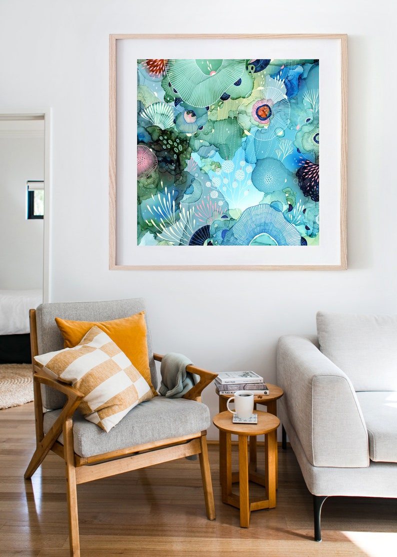 Art Print Vast Giclée Print Archival Art Print of my Original Abstract Painting done with inks and acrylics Wall Decor Blue image 3