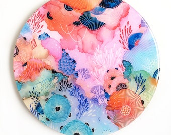 Resin covered print on round panel, Ascend