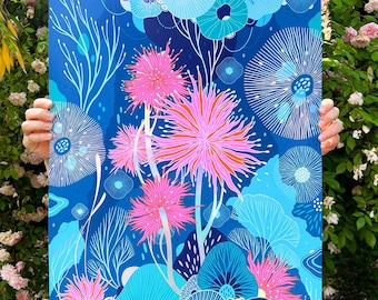 Spark I - Nine-color screen print, 18x24, printed on Rainbow Foil paper, limited edition art print