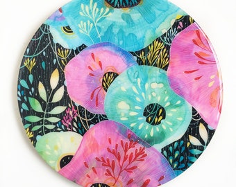 Resin covered print on round panel, Crush