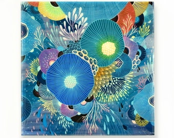 Resin Coated Art Print - Sashay - Coral Reef, Ocean Print, Sea print