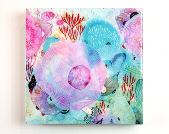 Reef - Resin-Coated Art Print on Wood Panel 10x10