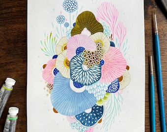 絵　水彩画　自由空間　アート作品 Amazon.co.jp: 絵画 直筆アート 「夜空」YUKI ｜日本画 抽象画