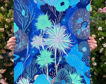Spark I - Nine-color screen print, 18x24, printed on Rainbow Swirl Foil paper, limited edition art print