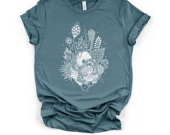 T-Shirt by Yellena, Comfort Colors and Bella + Canvas - Original vintage style white abstract design