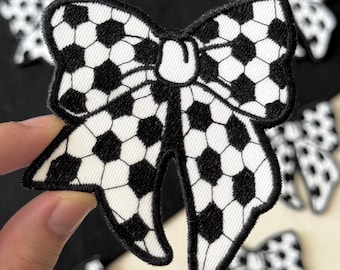Soccer Bow Embroidered Patch, Sport Patch