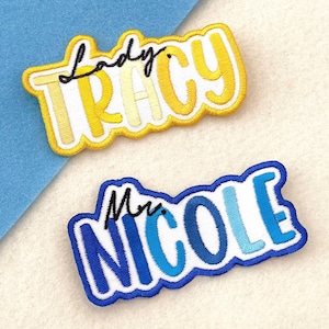 Custom Embroidered Name Patch – Iron On, Sew On, Personalized Tag for Uniform, Jacket, Backpack, Kids, Work Shirt, Gift