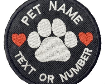 Custom Name Dog Patch, Personalized Pet Paw Iron-On
