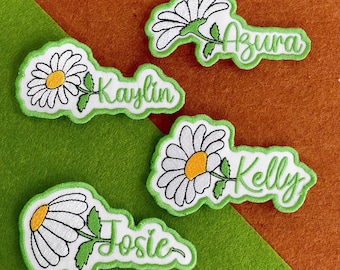 Custom Embroidered Daisy Name Patch – Iron On or Sew On