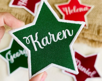 Custom Embroidered Name Patch, Star Applique, Iron On/Sew On