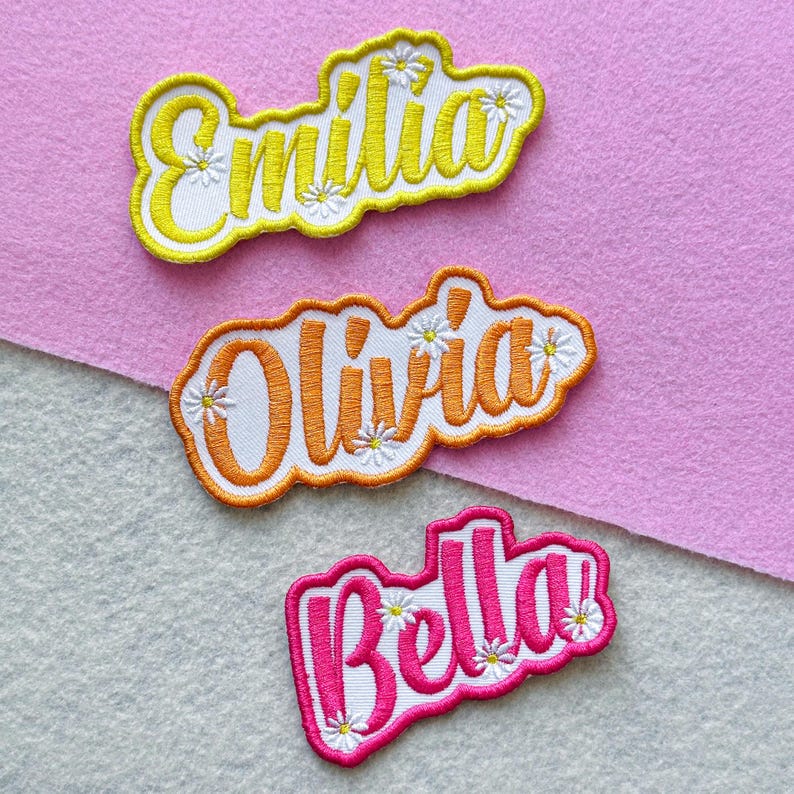 Custom Embroidered Daisy Name Patch - Etsy