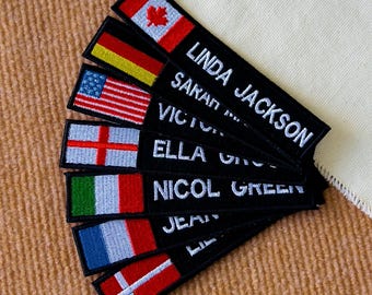 Custom Embroidered Military Flag Name Patch - Velcro Patch