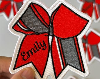 Custom Cheerleader Bow Patch – Personalized Embroidered Iron-On Patch