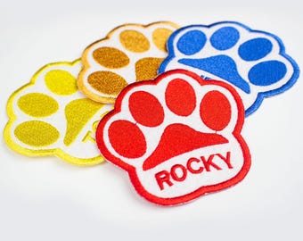 Custom Pet Name Paw Patch, Embroidered Iron On/Sew On