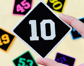 Custom Embroidered Number Patch, Iron On or Sew On