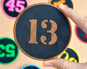 Custom Embroidered Number Patch, Iron On or Sew On