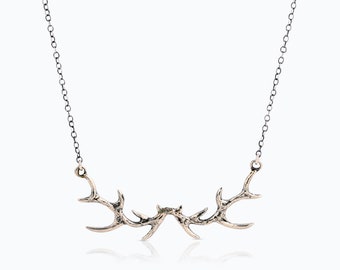 Sylvana Antler Necklace: Oxidized Cable Chain, Forestcore Gothic Style