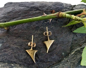 Gold Rose Thorn Stud Earrings | Gold Spike Earrings | Gold Stud Earrings | Gold Punk Jewelry