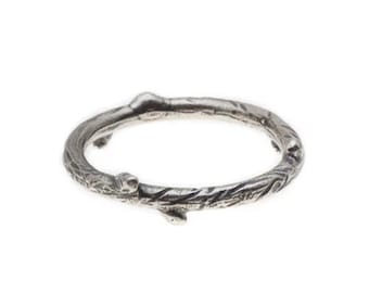 Oxidized Sterling Silver Branch Ring: Handmade Stacking Ring