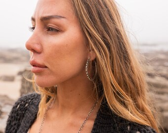 Large Studded Hoop Earrings | 2 Inch Hoops | Boho Jewelry | Rocker Style Hoops