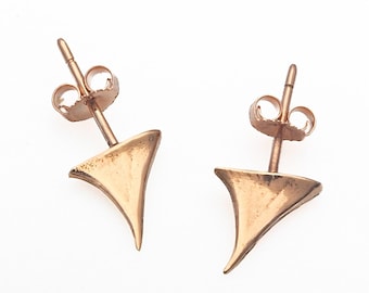 14k Rose Gold Thorn Stud Earrings: Botanical Jewelry