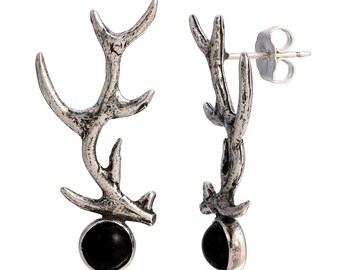 Forest Magic Antler Earrings | Gothic Earrings | Deer Goddess Nature Earrings