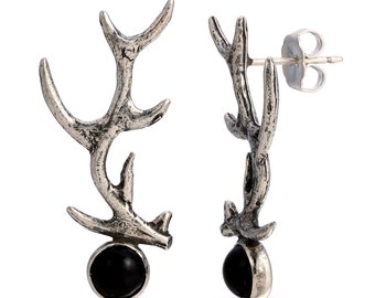 Gothic Antler Earrings: Deer Goddess Nature Jewelry