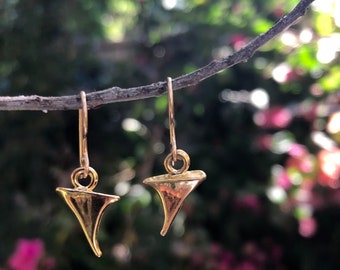 Gold Thorn Drop Earrings | 14k Plated Bronze, Gothic Jewelry, Rose Thorn