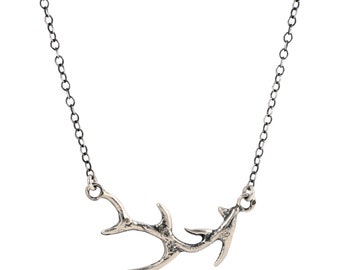 Oxidized Antler Necklace: Gothic Forest Jewelry