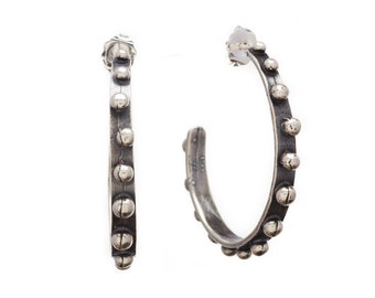 Silver Studded Hoop Earrings | Rocker Jewelry | Western Style Hoop earring