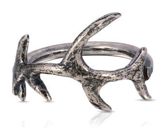 Sterling Silver Antler Ring: Sarvi Gothic Thorn Ring
