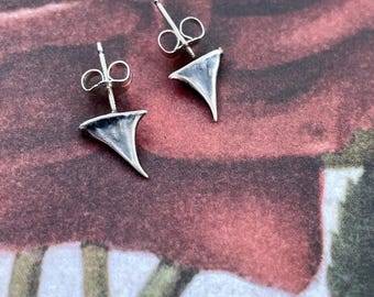 Oxidized Sterling Silver Rose Thorn Stud Earrings: Gothic Punk Jewelry