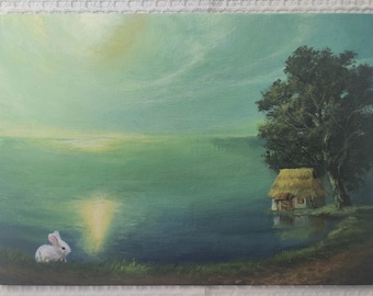Painting: Visit From A Friend | Acrylic Painting | 5x7 inch | Landscape | Realism | Semirealism