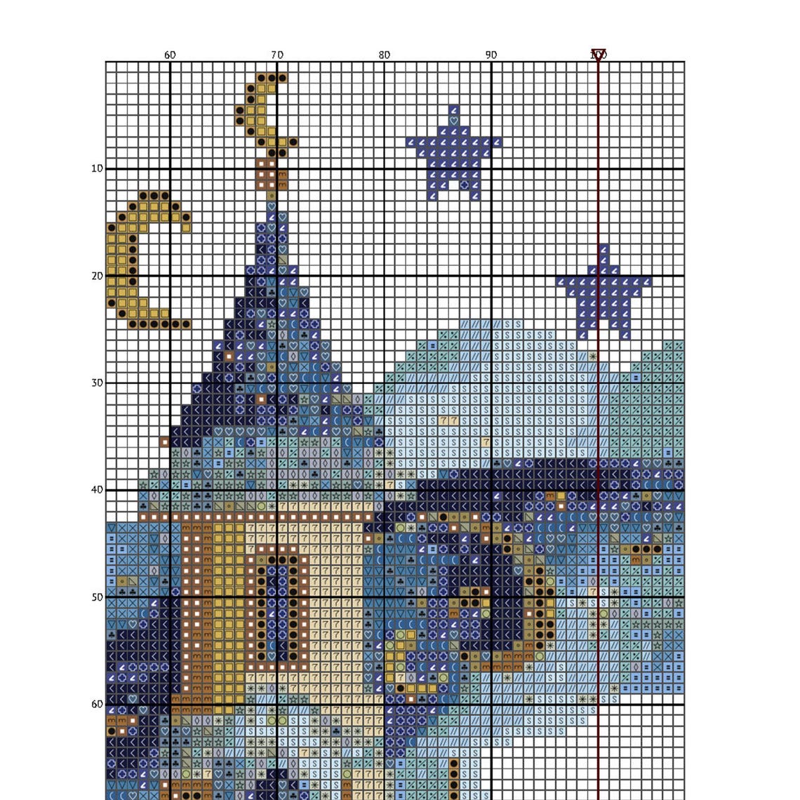 Castle Cross Stitch Pattern Instant PDF Download - Moon and Castle ...