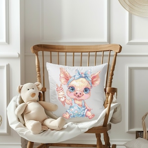 Pig Cross Stitch Pattern Instant PDF Download - Girl Baby Pig Watercolor Cross Stitch Hand Embroidery Farm Animals Kids Room