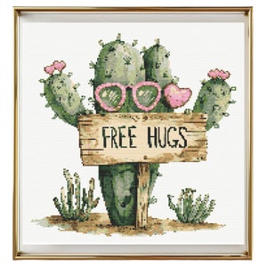 Cactus Cross Stitch Pattern Instant PDF Download - Funny Cactus Watercolor Cross Stitch Hand Embroidery Plants