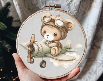 クロスステッチパターン テディベア | 保育園用ブルーテディベア刺繍