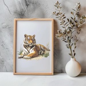 Tiger Cross Stitch Pattern Instant PDF Download - Tiger Watercolor Cross Stitch Hand Embroidery Wild Cat Animal Cross Stitch