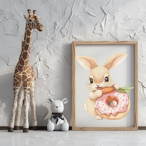 Rabbit Cross Stitch Pattern Instant PDF Download - Hungry Rabbit Watercolor Cross Stitch Hand Embroidery Easter Bunny Pattern Hare