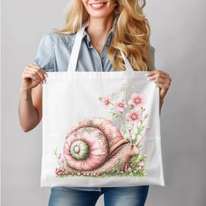 Snail Cross Stitch Pattern Instant PDF Download - Snail and Flowers Watercolor Cross Stitch Hand Embroidery Flowers Animal Nature Pattern